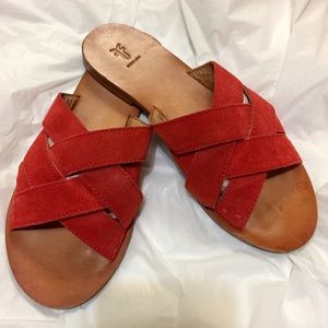 Frye Criss Cross Sandals Red Leather Size 6